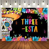 Lets Three Floral Fiesta Kinder Hintergrund zum 3. Geburtstag